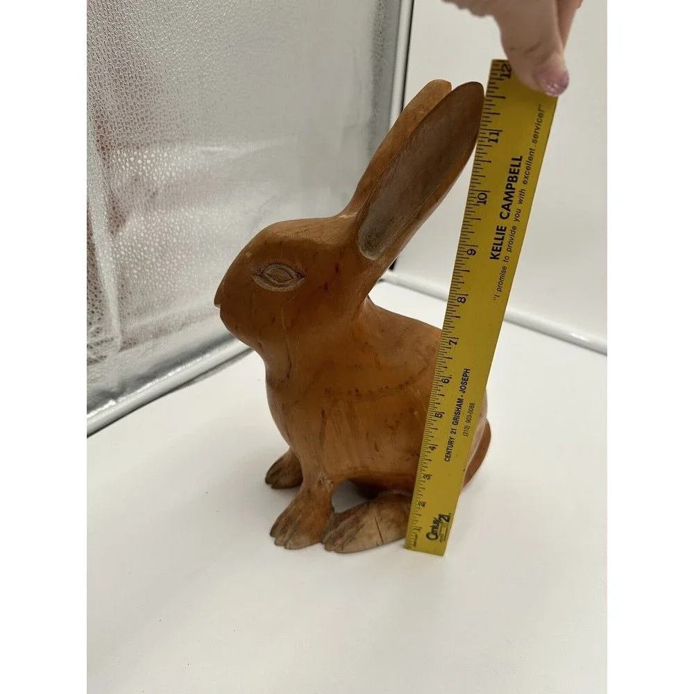 VINTAGE SARREID LTD SPAIN~ HAND-CARVED WOOD BUNNY RABBIT STICKER LIFE SIZE - Picture 4 of 11